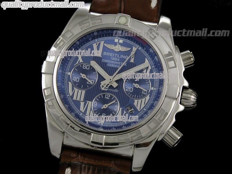 Breitling Chronomat B01 Chronograph-Blue Dial Roman Numeral Markers-Stainless Steel Bracelet