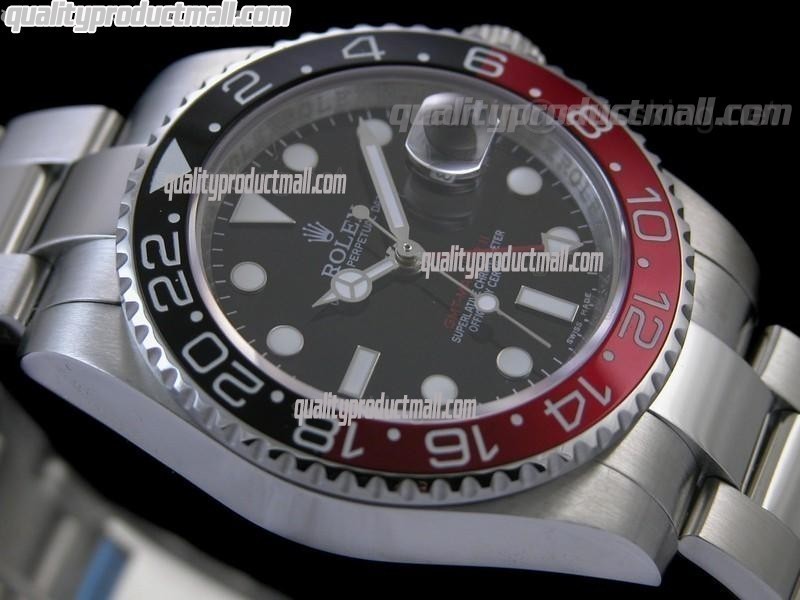 Rolex GMT II 50th Anniversary Ceramic Automatic Watch-Black Dial Black/Red Bezel-Stainless Steel Oyster Bracelet