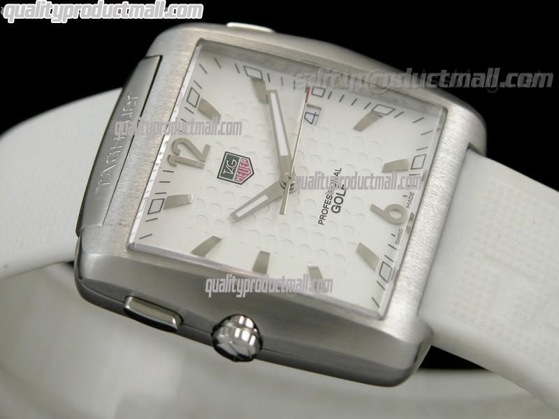 Tag Heuer Golf Professional Swiss Quartz Watch-White Dial-White Rubber Strap