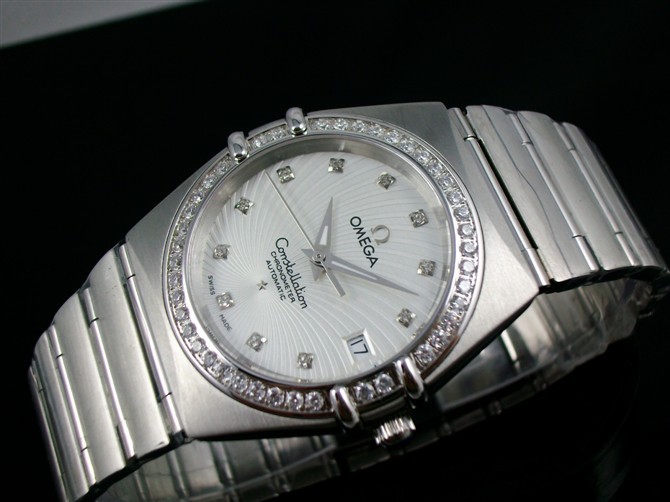 Omega Constellation OM060 Diamond Automatic-White Dial-Stainless Steel Linked Strap