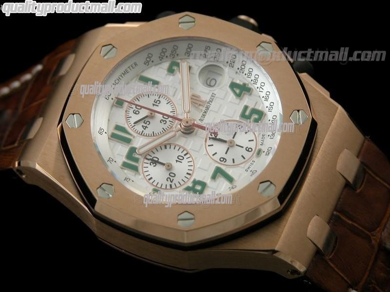 Audemars Piguet Royal Oak Pride of Mexico Limited Edition Chronograph 18K Rose Gold-White Checkered Dial-Brown Leather Strap