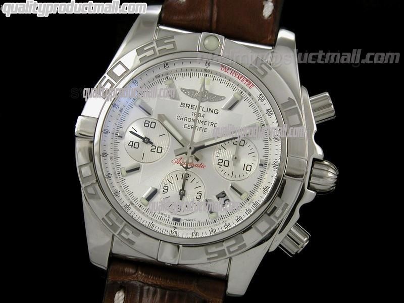 Breitling Chronomat B01 Chronograph-White Dial Index Hour Markers-Stainless Steel Bracelet
