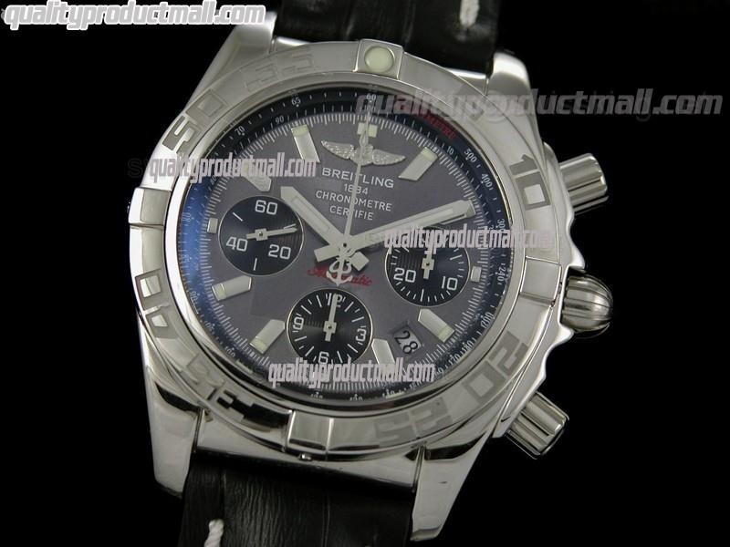 Breitling Chronomat B01 Chronograph-Grey Dial Index Hour Markers-Stainless Steel Bracelet