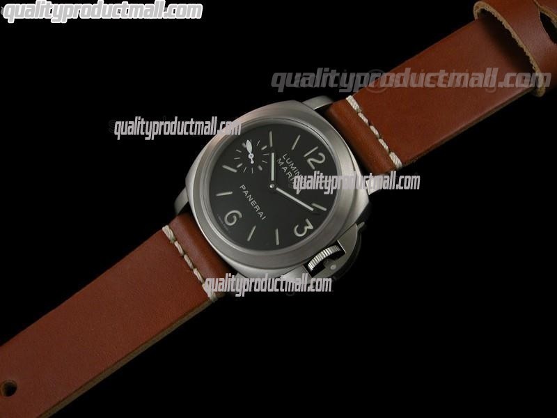 Panerai PAM177 Titanium Handwound Watch - Dark Tan Leather Strap