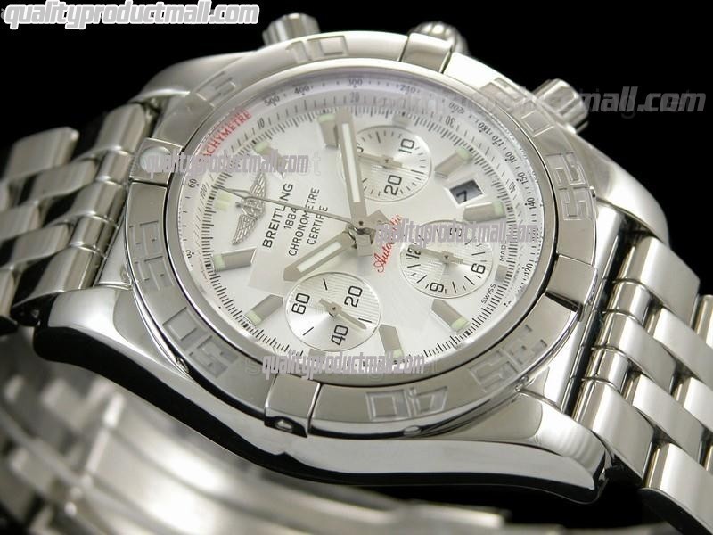 Breitling Chronomat B01 Ultimate 316F Chronograph-White Dial Silver Subdials Index Hour Markers-Stainless Steel Bracelet