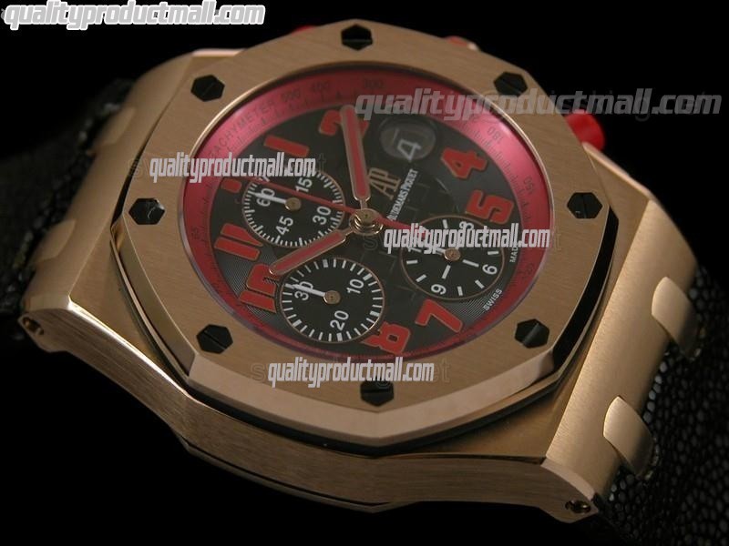 Audemars Piguet Royal Oak Marcus Limited Edition Chronograph 18K Rose Gold-Black Checkered Dial-Black Leatherr Strap