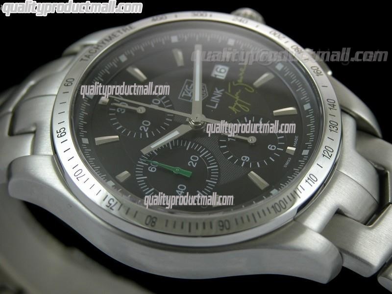 Tag Heuer Link Automatic 200M Ayrton Senna Chronograph-Black Dial-Brushed Stainless Steel Bracelet