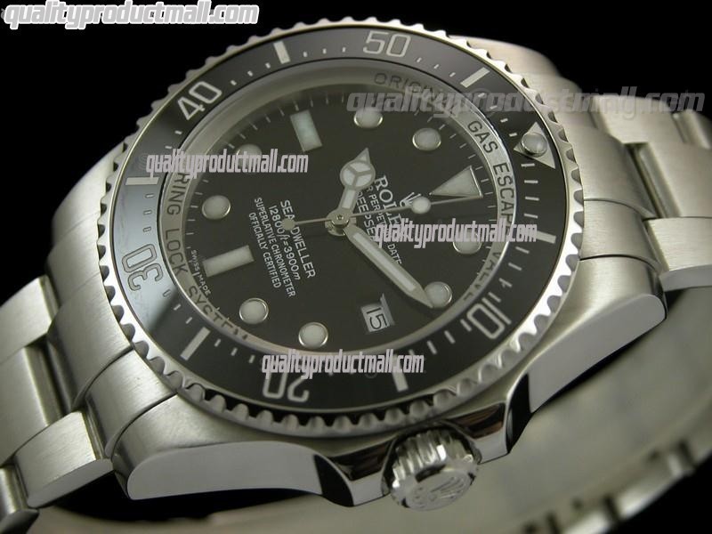 Rolex Sea Dweller Ultimate DeepSea Automatic Watch-Black Dial White Dot Markers-Stainless Steel