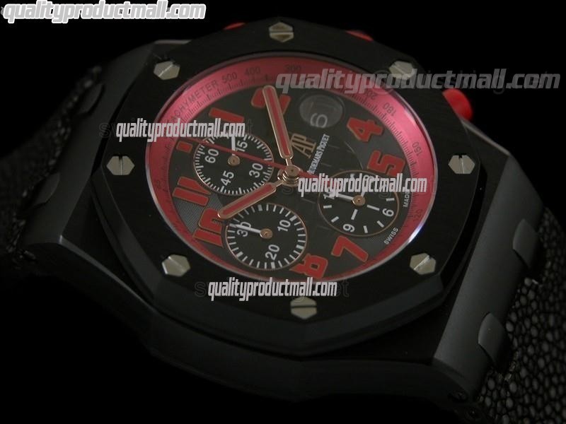 Audemars Piguet Royal Marcus Limited Edition Chronograph-Black Checkered Dial Numeral Hour Markers-Black Leatherr Strap