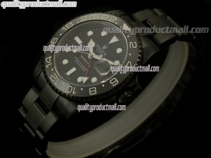 Rolex GMT II Pro Hunter Swiss Automatic Watch-Black Dial-Stainless Steel Oyster Bracelet