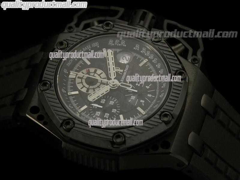 Audemars Piguet Royal Oak SURVIVOR Limited Edition Chronograph-Black Checkered Dial-Black Rubber Strap