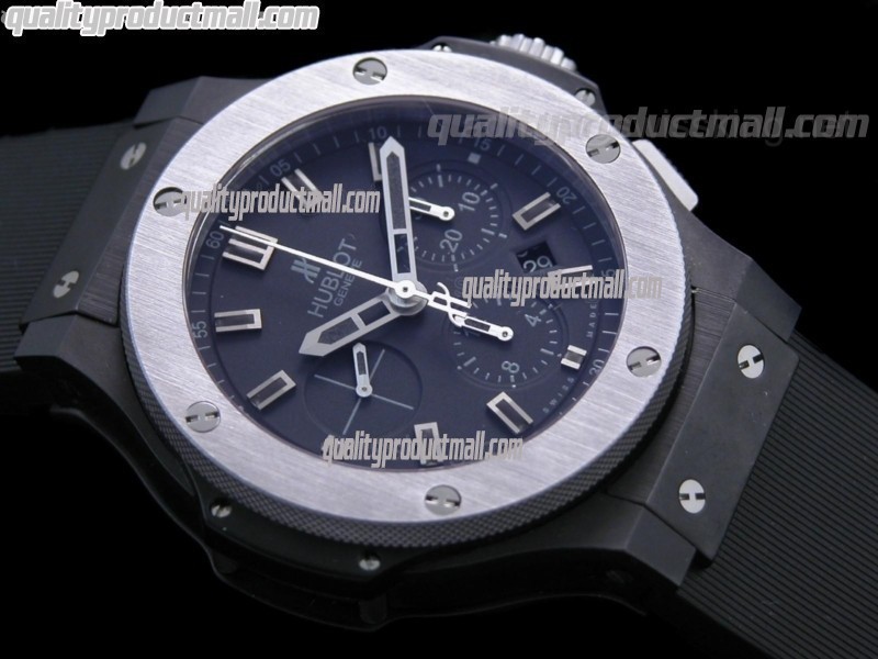 Hublot Big Bang ICE BANG II Limited Edition Chronograph-Black Dial Numeral Hour Markers-Black Rubber Strap