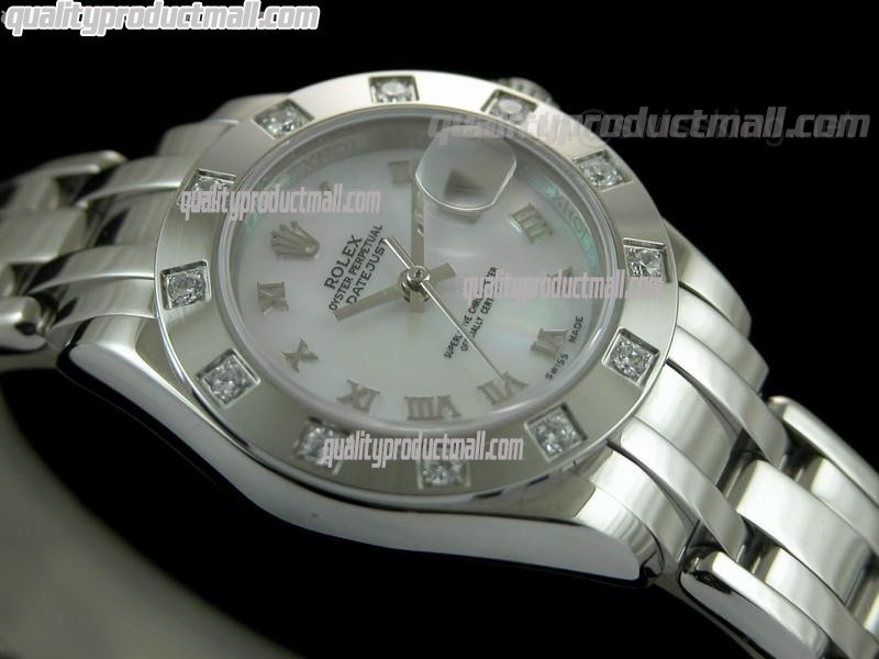 Rolex Masterpiece Ladies Automatic Watch-MOP Dial Silver Roman Markers-Stainless Steel Masterpiece Bracelet