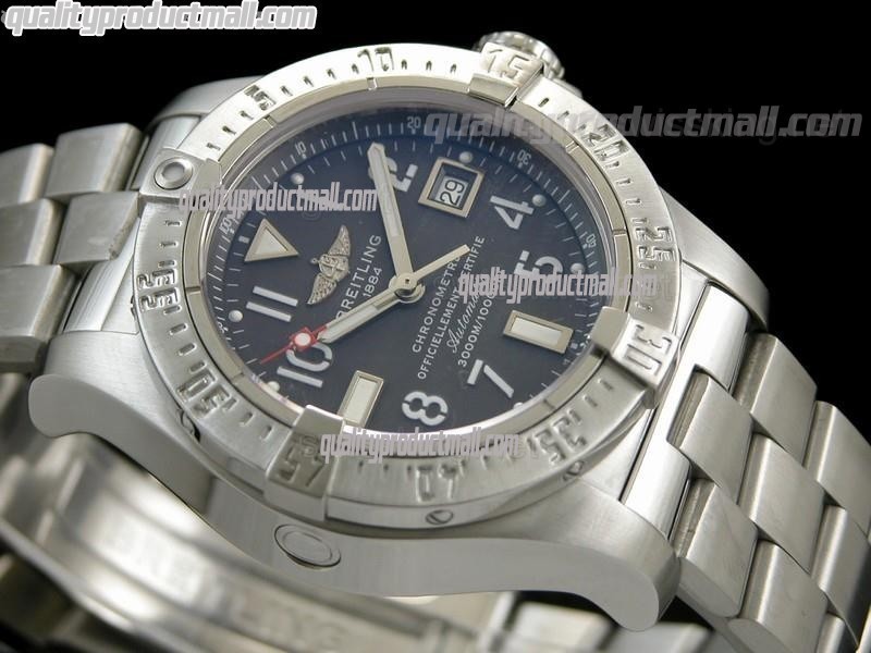 Breitling Avenger Seawof Ultimate Automatic Watch-Graphite Dial Numeral Hour Markers-Stainless Steel Bracelet 