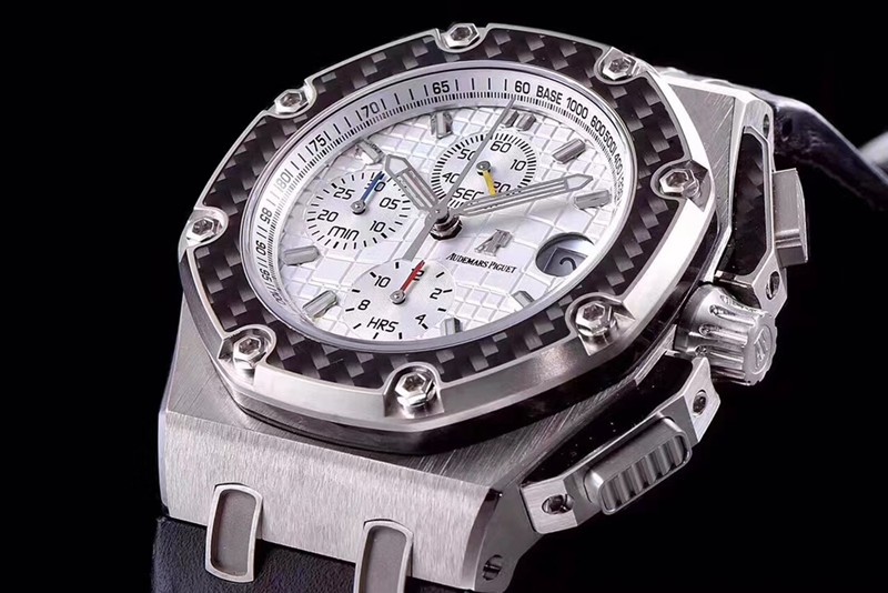 Audemars Piguet Royal Oak Offshore Juan Pablo Montoya Limited Edition Chronograph-White Checkered Dial-Black Leather Strap