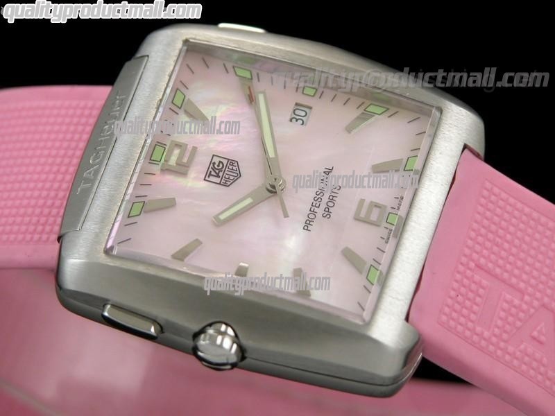 Tag Heuer Golf Professional Swiss Quartz Watch-Pink Dial-Pink Rubber Strap
