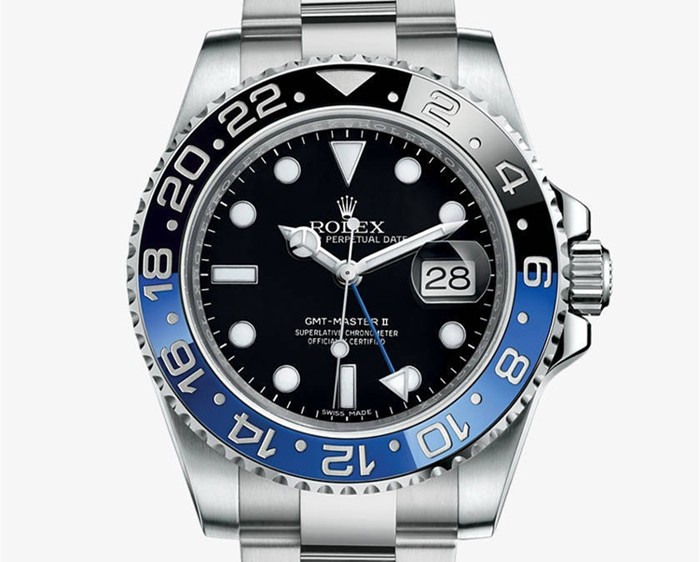 The New Version - The words "GMT-Master II" at 6:00 is  WHITE (Same as Rolex Official Site). 