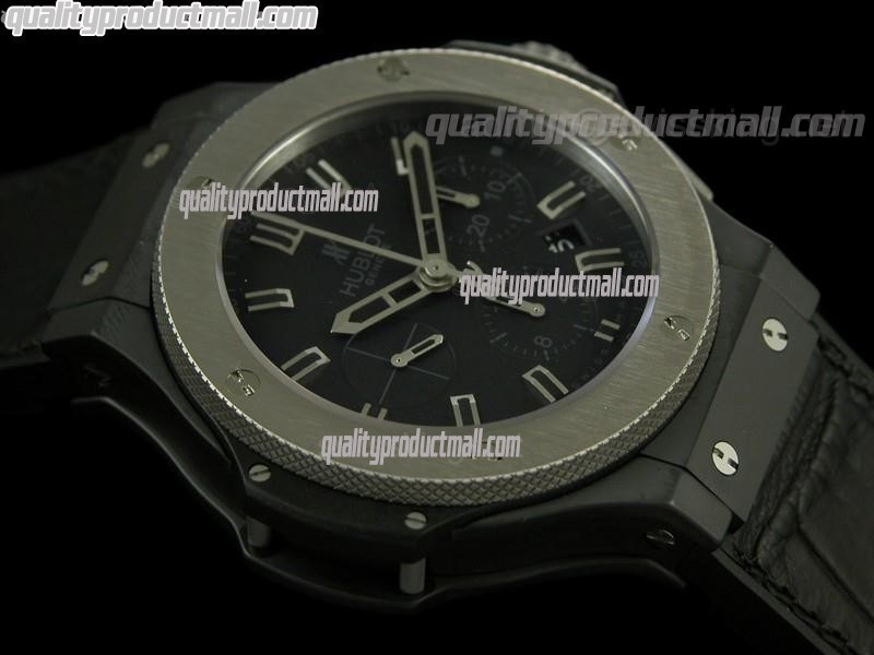 Hublot Big Bang ICE BANG II Limited Edition Chronograph-Matte Black Dial Steel Bar Markers-Black Diver\'s Hublot Strap