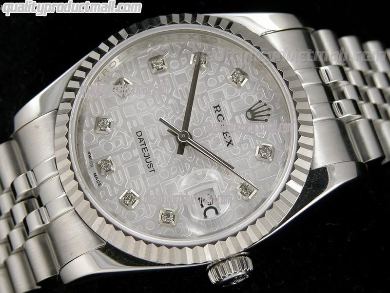 Rolex Datejust Swiss Automatic Watch-Grey Jubilee Dial Diamond Hour Markers-Stainless Steel Jubilee Bracelet 