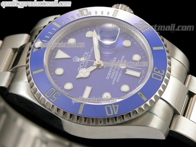 Rolex Submariner Automatic Swiss Watch - Blue Dial - Blue  Bezel