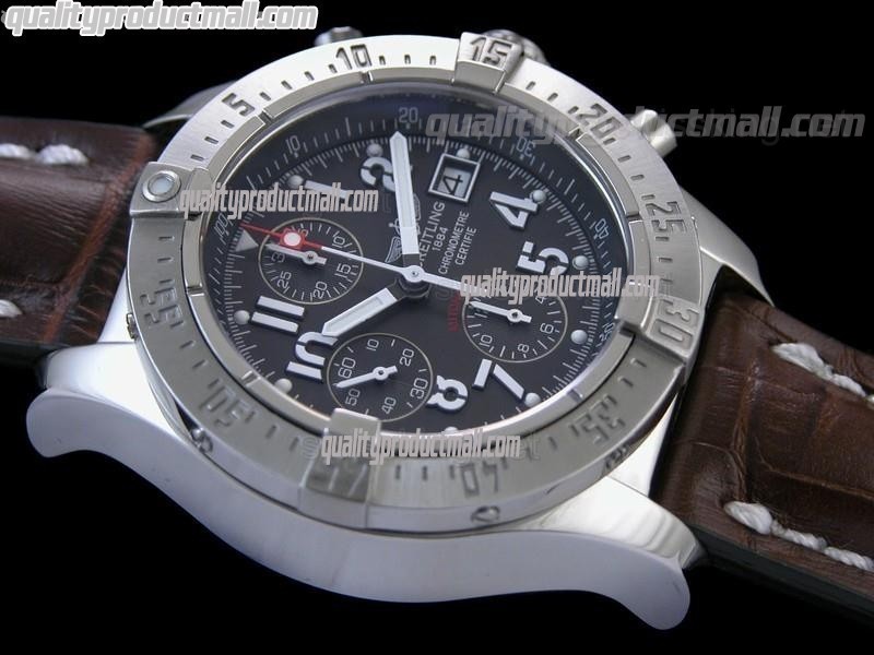 Breitling Skyland Avenger Chronograph-Grey Dial Grey Subdials-Brown Leather Bracelet