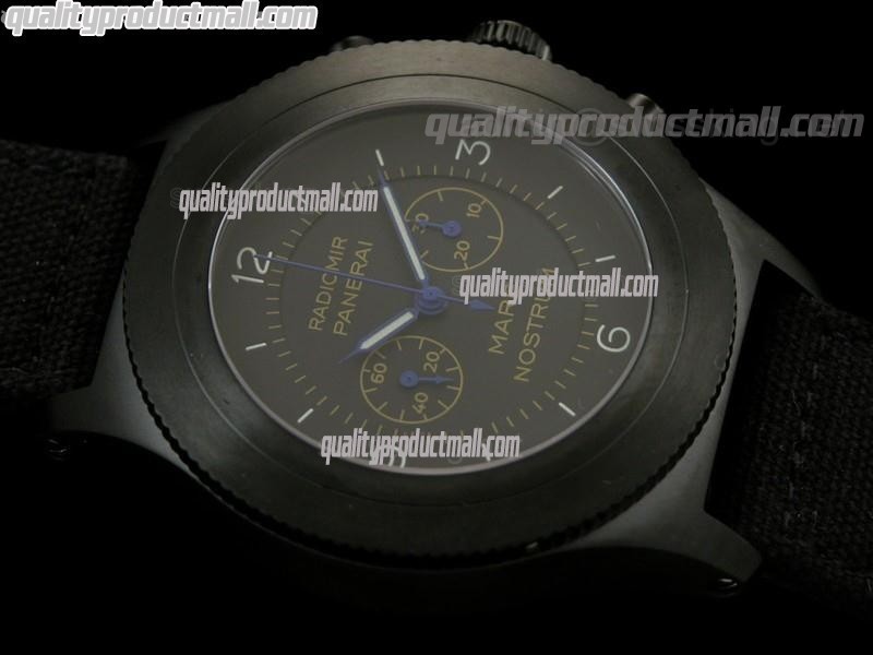 Panerai PAM300 Mare Nostrum PVD Venus Handwound Chronograph - Black Nylon Strap