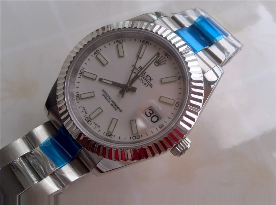 Rolex Datejust II 41mm Swiss Automatic Watch-White Dial Luminous Index hour markers-Stainless Steel Oyster Bracelet