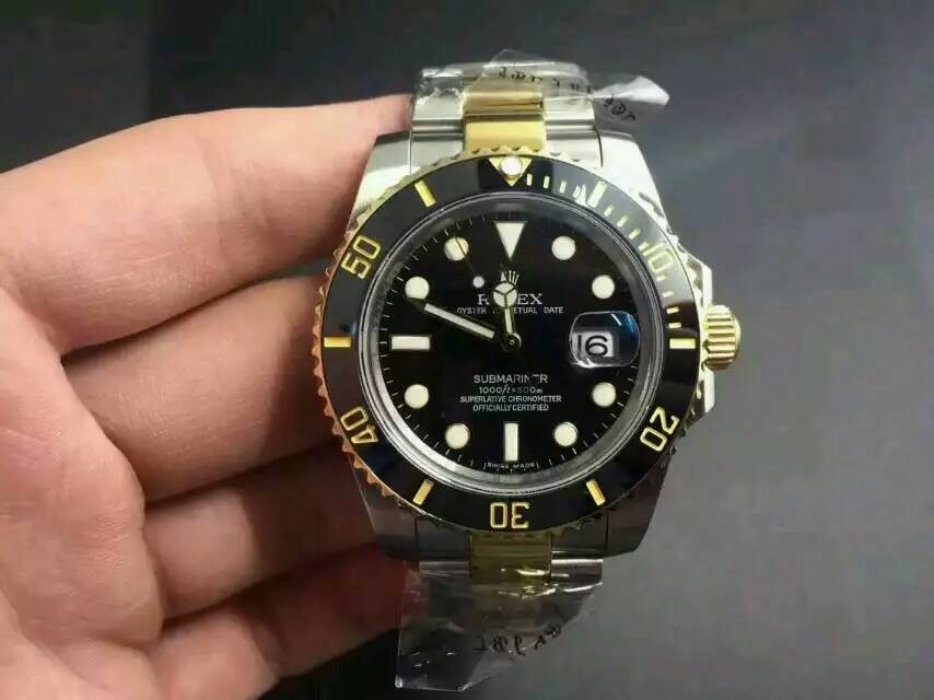 Rolex Submariner 16613 Automatic 18k Gold-Black Luminous Dial-Stainless Steel Strap