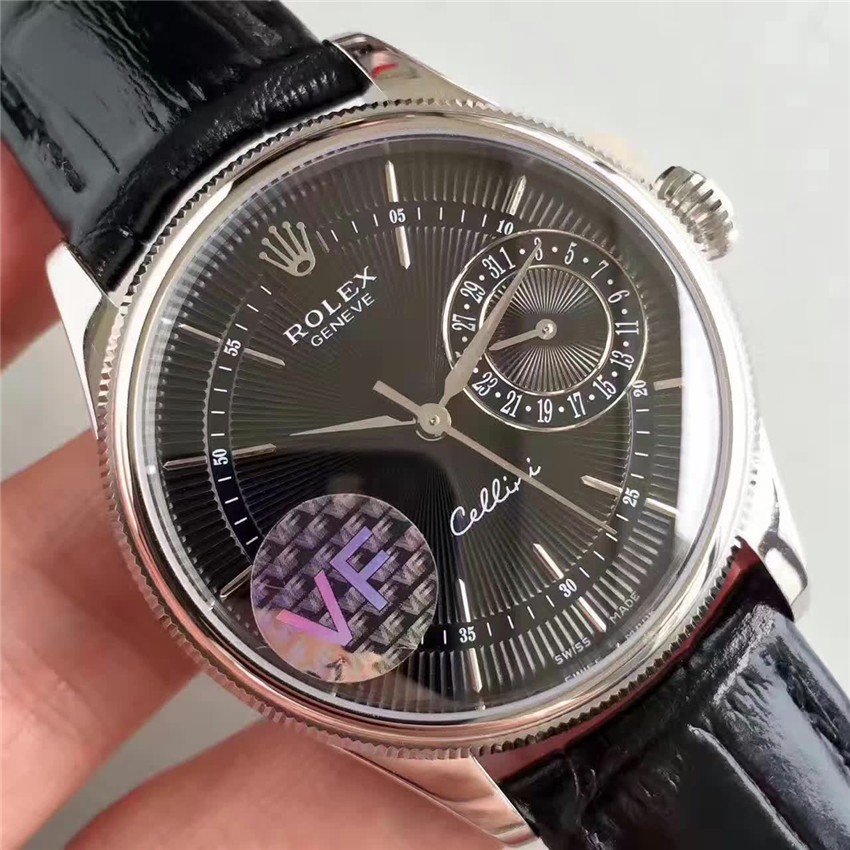 Rolex Cellini Date Swiss 3165 Automatic Watch Black Dial 39MM 