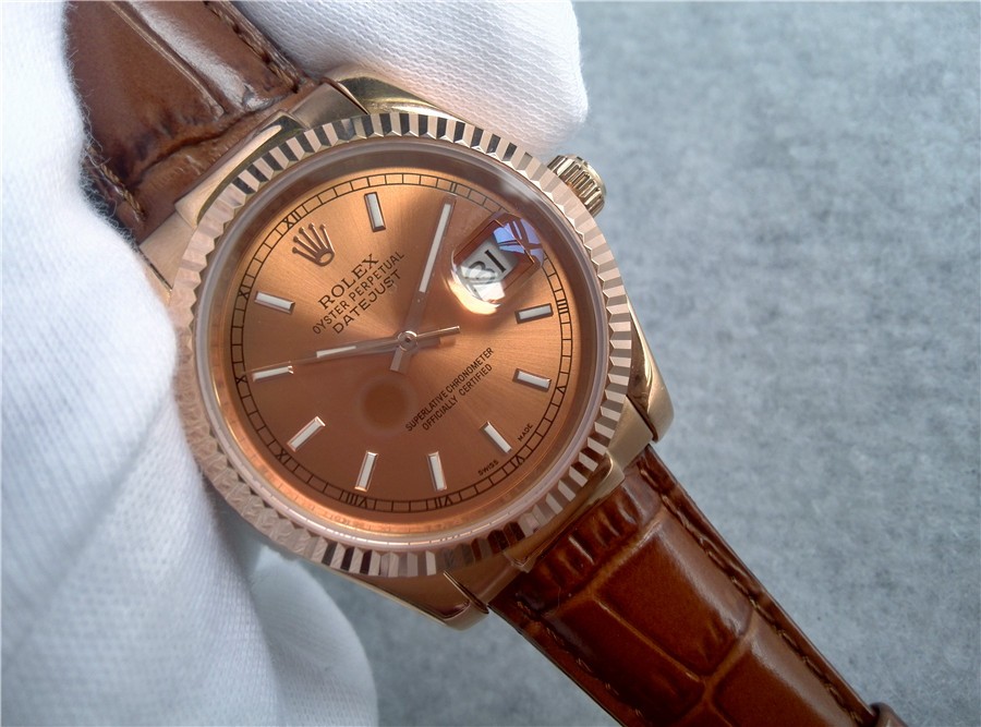 Rolex Datejust Watch - Brown Dial and Leather strap 