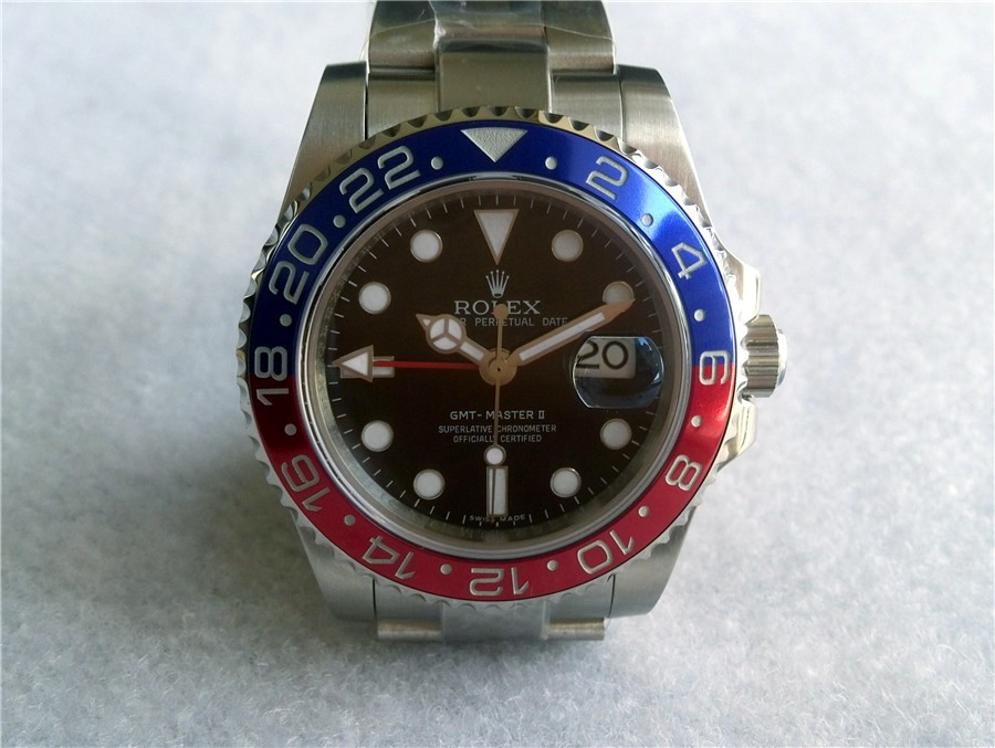 Rolex GMT II 50th Anniversary Ceramic Automatic Watch-Black Dial Blue/Red Bezel-Stainless Steel Oyster Bracelet 