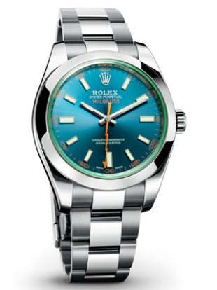 Rolex Milguass 116400GV-1 Automatic-Blue Dial Index Hour Markers-Stainless Steel Oyster Bracelet