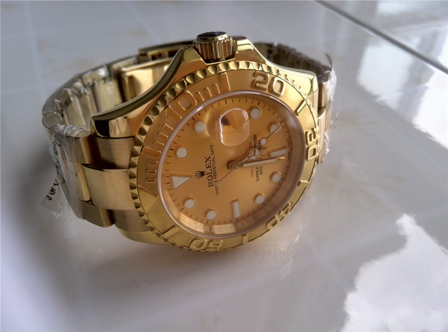 Rolex Yachtmaster II 18K Gold Plated Swiss Automatic Watch-Gold Dial ...